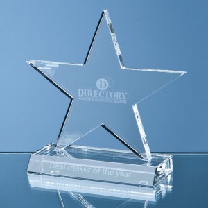 Optical Crystal 5 Pointed Star on Base