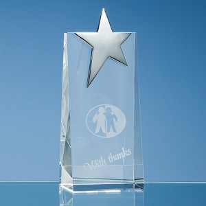 Optical Crystal Rectangle with Silver Star